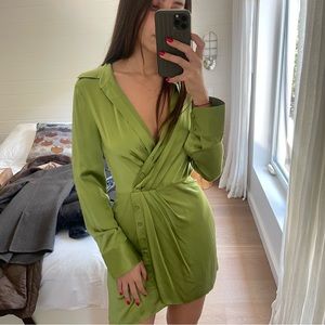 Reformation Green Silk Dress